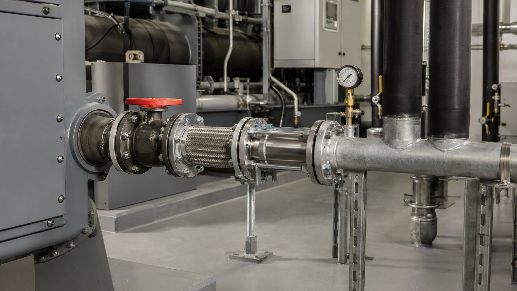 Detailed equipment-to-piping connection