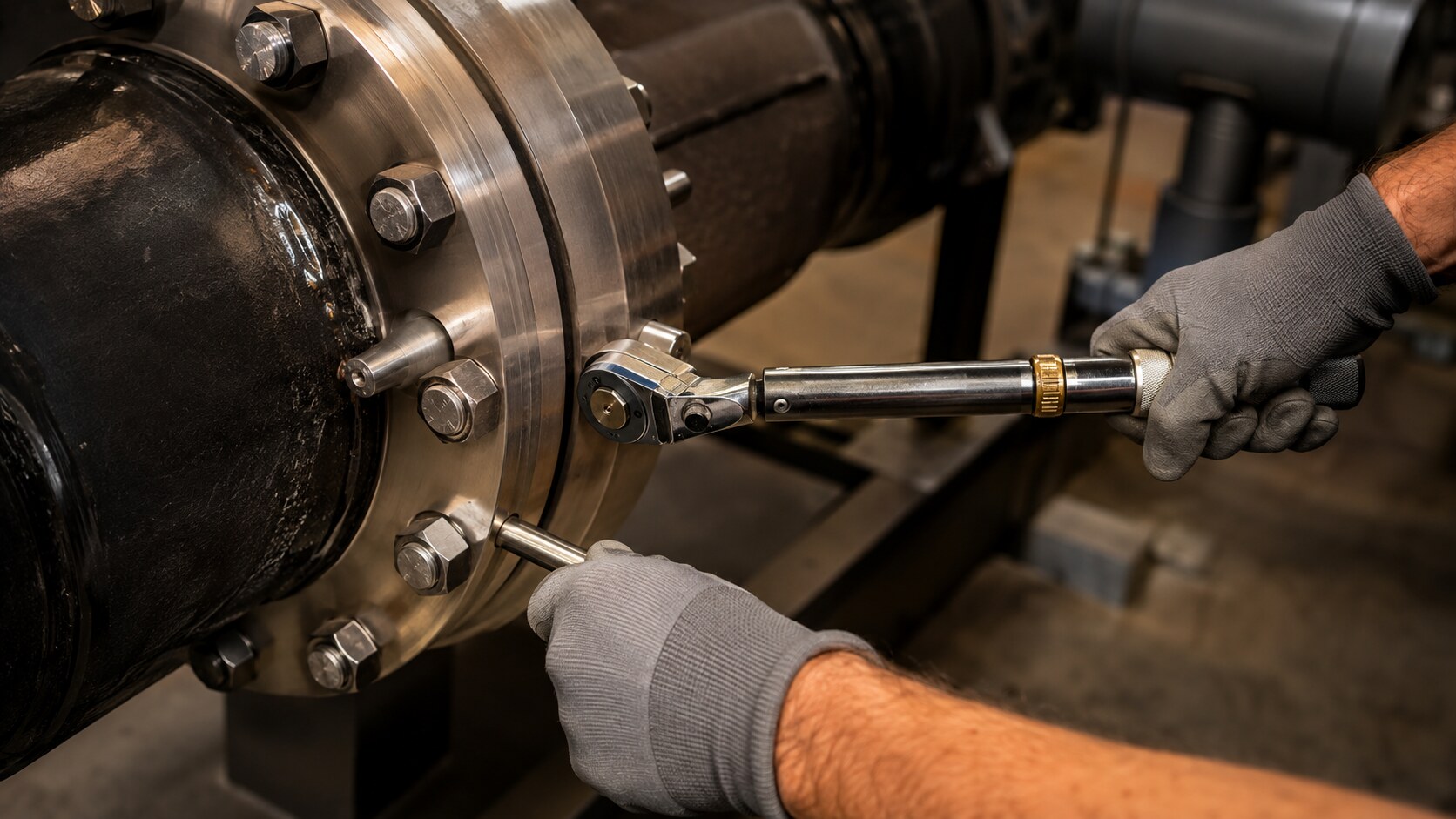 Close-up quality detail of mechanical installation