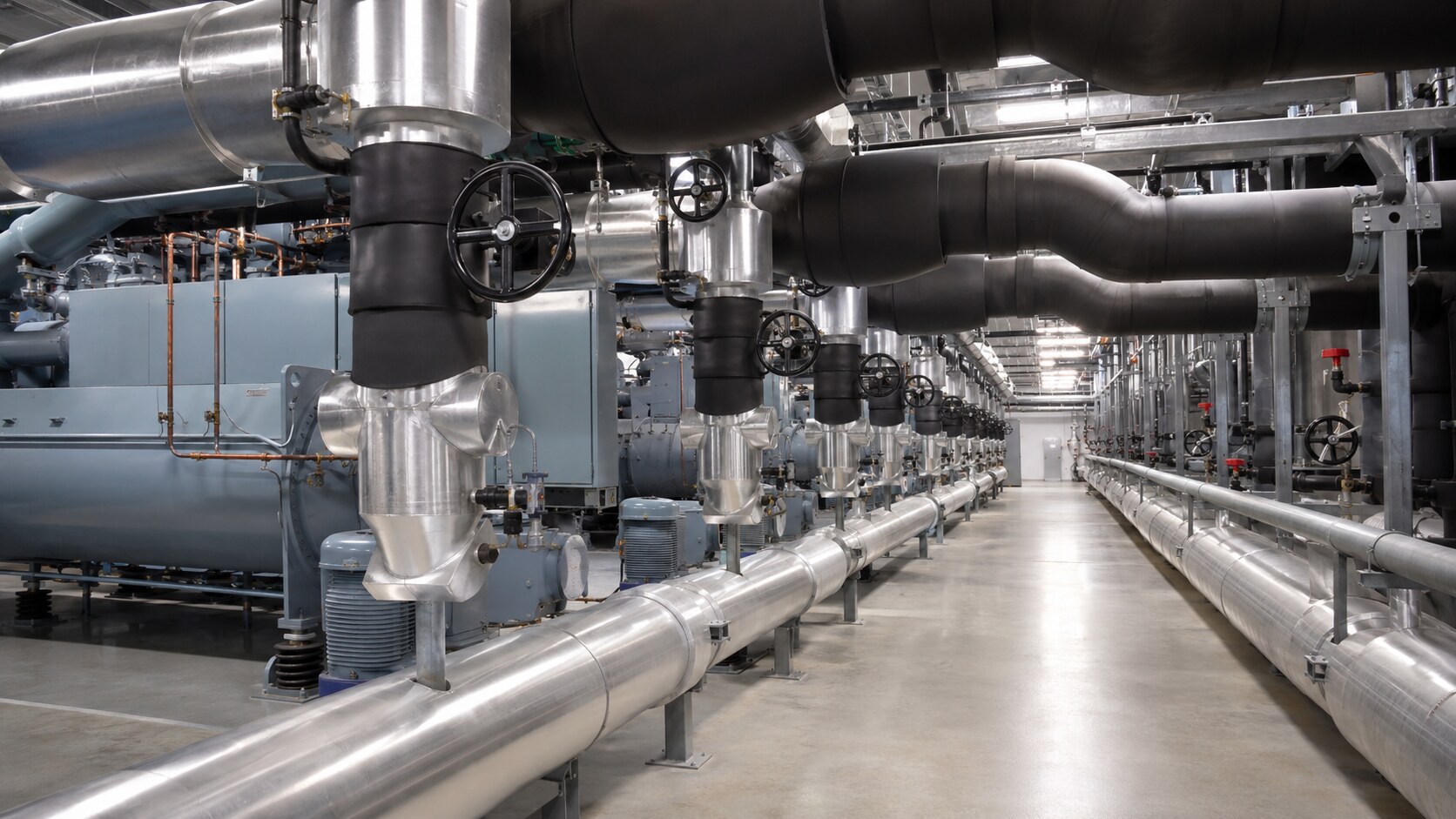Completed chilled-water piping system