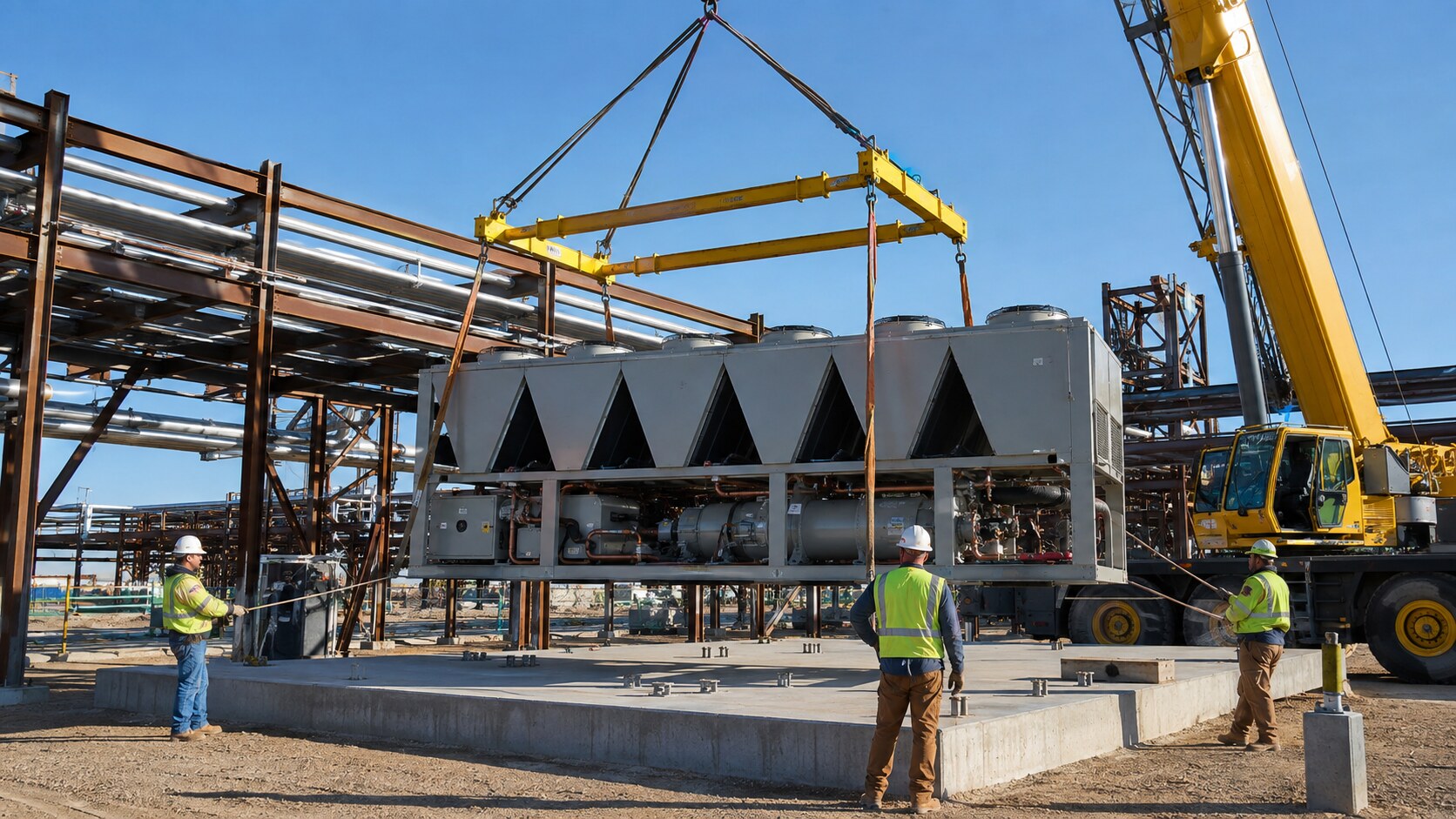 Chiller rigging during installation
